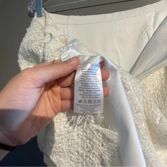 SAU LEE Alicia Skirt in Ivory Tweed Mini Skirt with Finge Hem from Revolve Brand - Picture 9 of 13